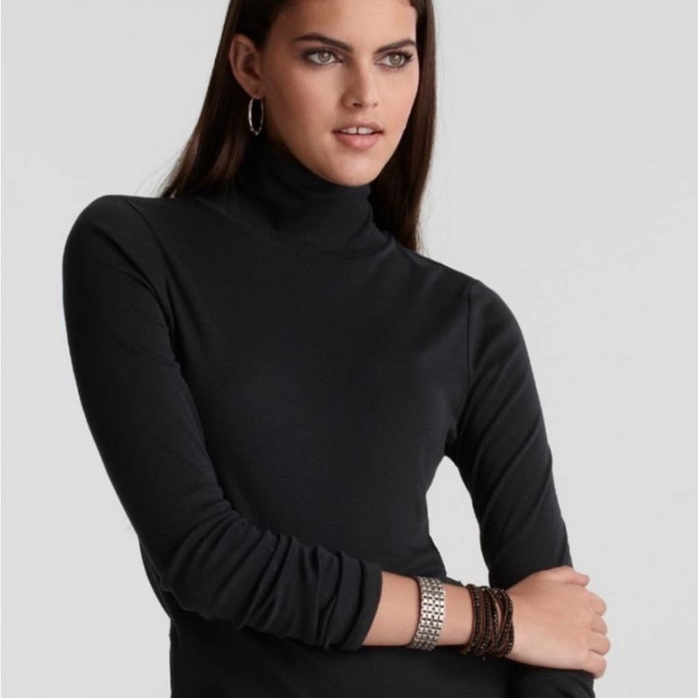 Theory Jersey Knit Long Sleeve Turtleneck in Black Minimalist Basic Women's S
